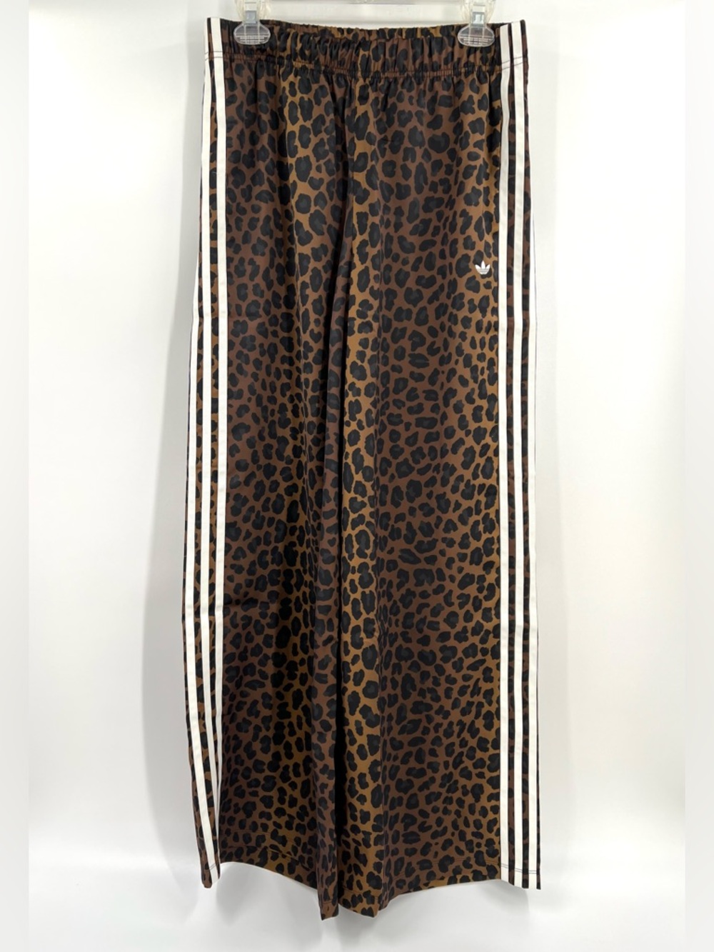 Adidas Originals Brown & Black Leopard Print Track Pants with White Side Stripes